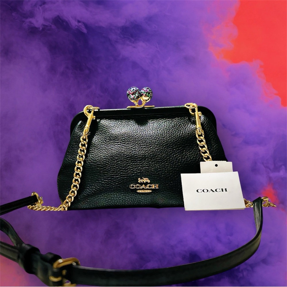 Rare Vintage style Coach Nora Kicelock Crossbody bag Black soft Leather - Picture 3 of 16
